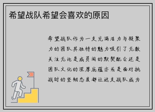 希望战队希望会喜欢的原因